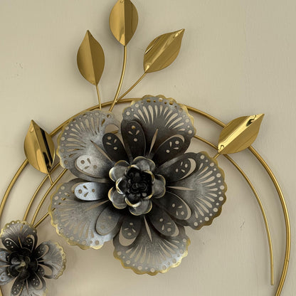 Floral Metal Round Wall Decoration