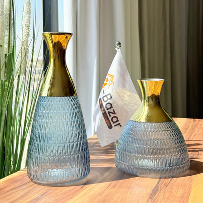 Golden Ember Textured Glass Vase