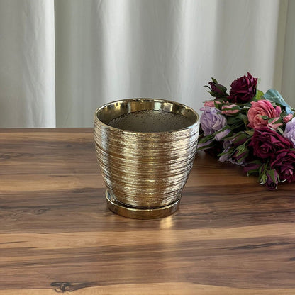 Vintage Gold Indoor/Outdoor Ceramic Planter