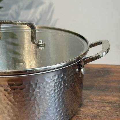 Luxury Hammered Stainless Steel Cookware Set with Frying Pan