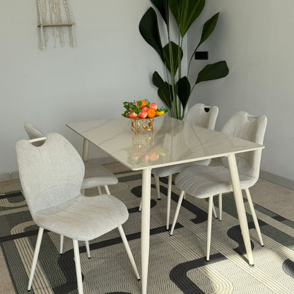 Dany Table and Roza Chairs Dining Set - Off-White