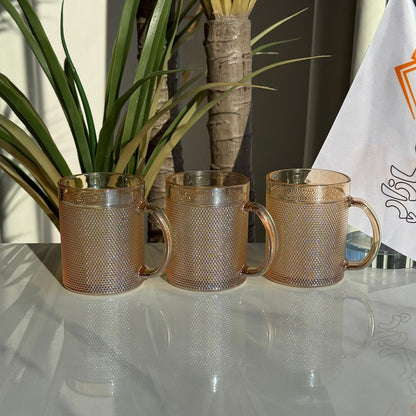 Elegant Glass Tea Cups - Set Of 3