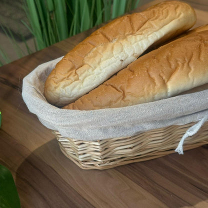 2 Sized Oval Wicker Willow Storage Basket With Cloth Lining