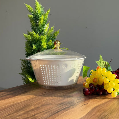 Multi-Purpose Washing & Storage Bowl Strainer With Lid - Round