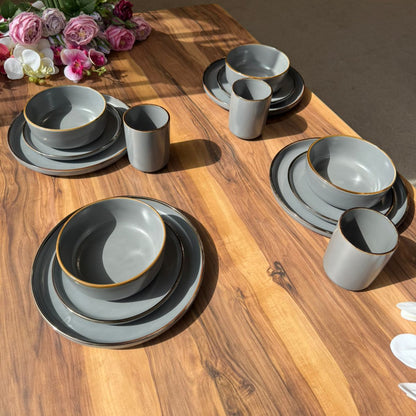 Granite Edge -16-PCS Grey Dinnerware Set