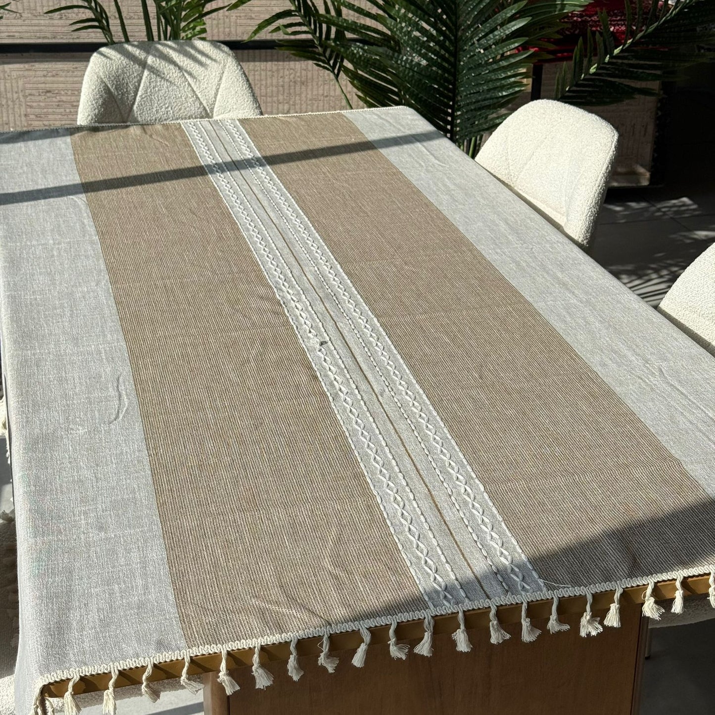 2-Sized Classic Elegant Table Runner with Tassels