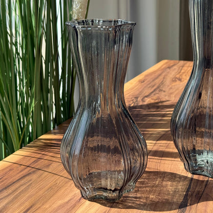 Roselle Curved Glass Vases - Black