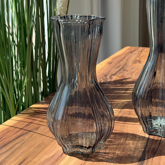 Roselle Curved Glass Vases - Black