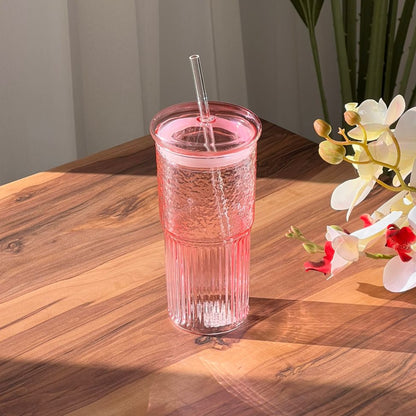 Transparent Rainbow Reflection Glass with Lid and Strew