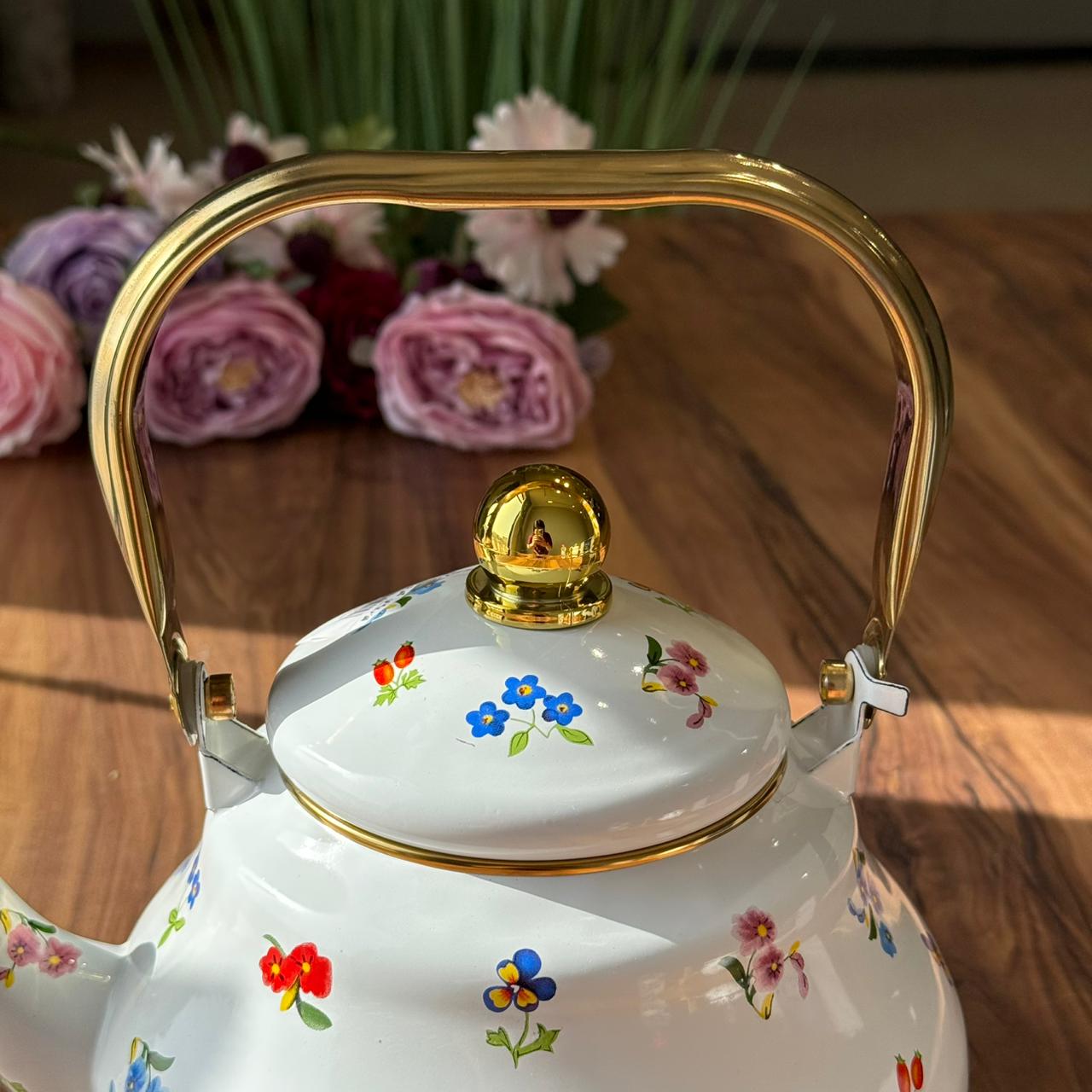Floral Pattern Enamel Teapot