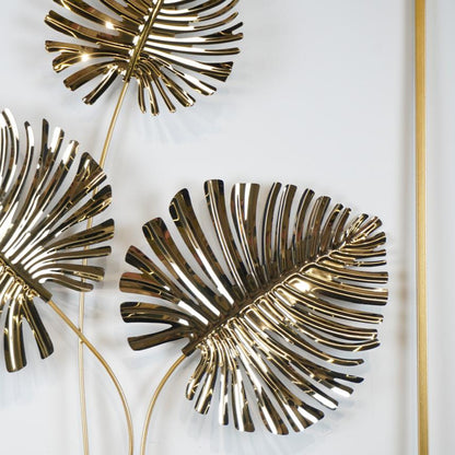 Golden Metal Leaves Wall Decoration