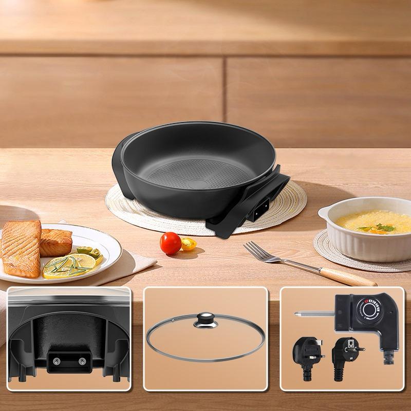 5.2L Electric Nonstick Frying Pan With Glass Lid