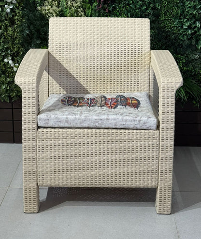 Modern Garden Seating Set - Beige & Decorative Cushion