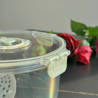 حاوية تخزين طعام دائرية محكمة الغلق مع قرص لعرض التاريخ - مجموعة من 4 قطع