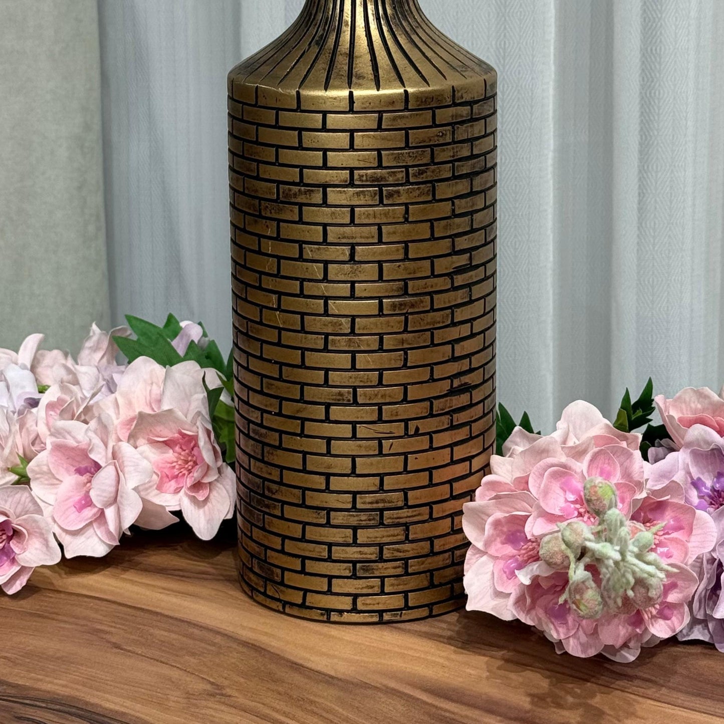 Brick Pattern Bottle Vase - Gold & Black