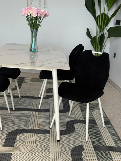 Dany Table and Roza Chairs Dining Set - Black & White