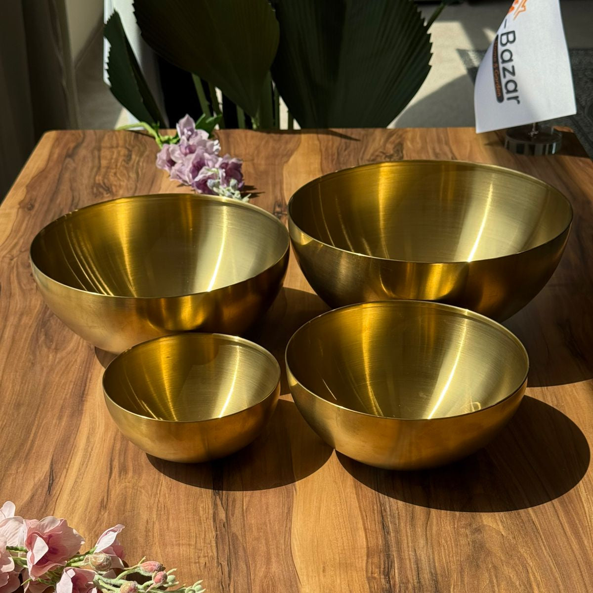 أوعية خلط وتقديم فاخرة متعددة الاستخدامات من الفولاذ المقاوم للصدأ باللون الذهبي