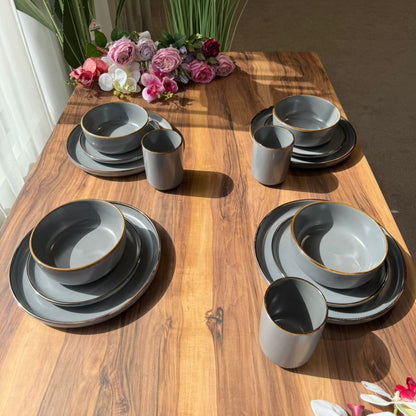 Granite Edge -16-PCS Grey Dinnerware Set