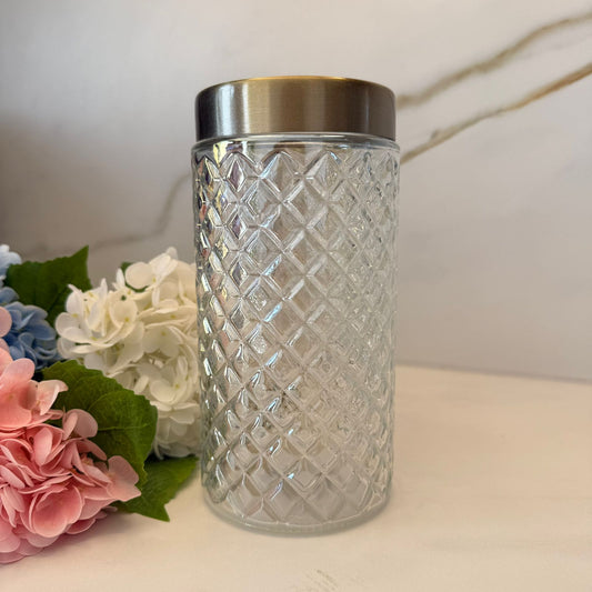 Diamond Pattern Glass Vase