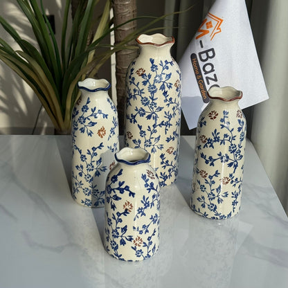 Blue & Brown Floral Ceramic Vase Collection