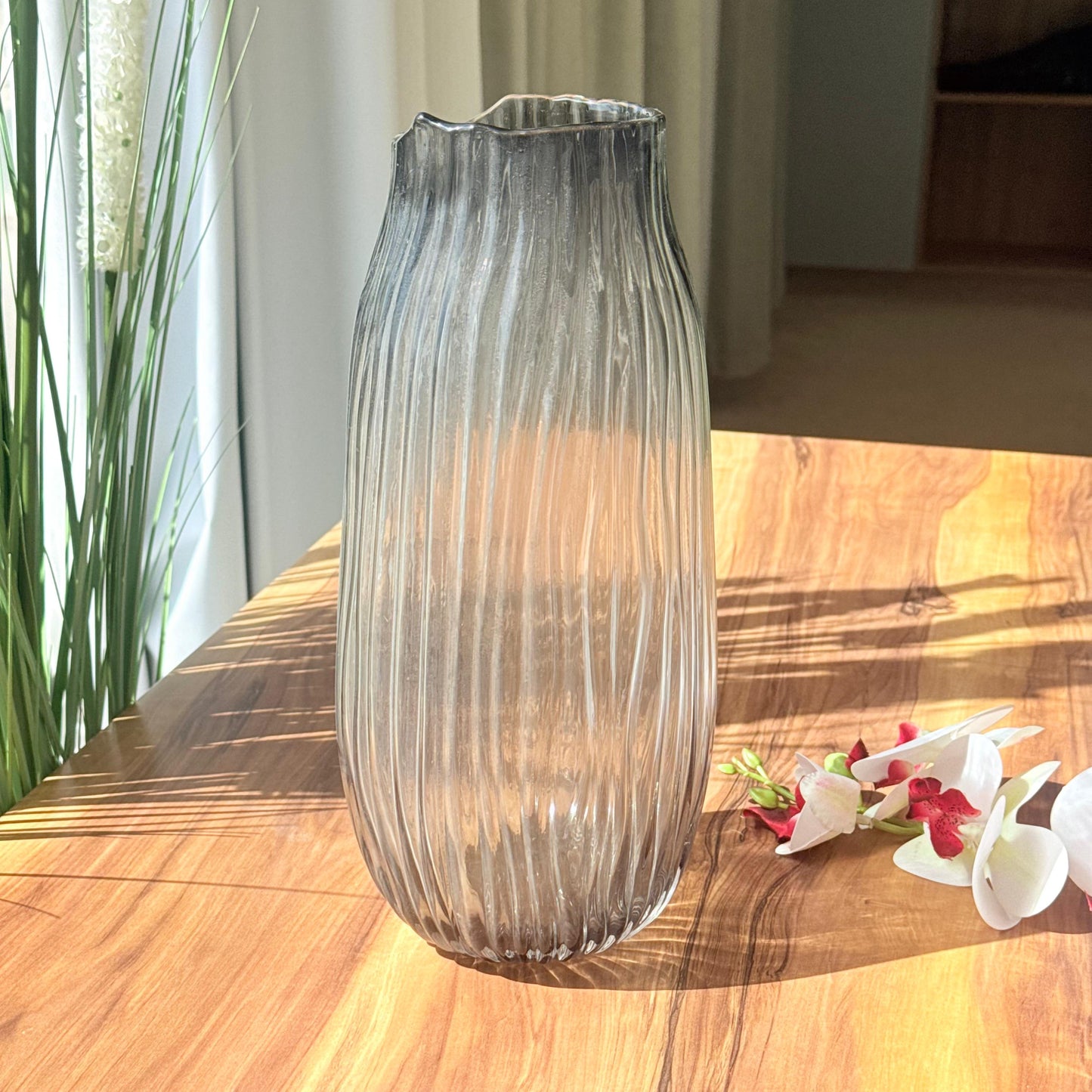 Ripple Smoke Glass Vase