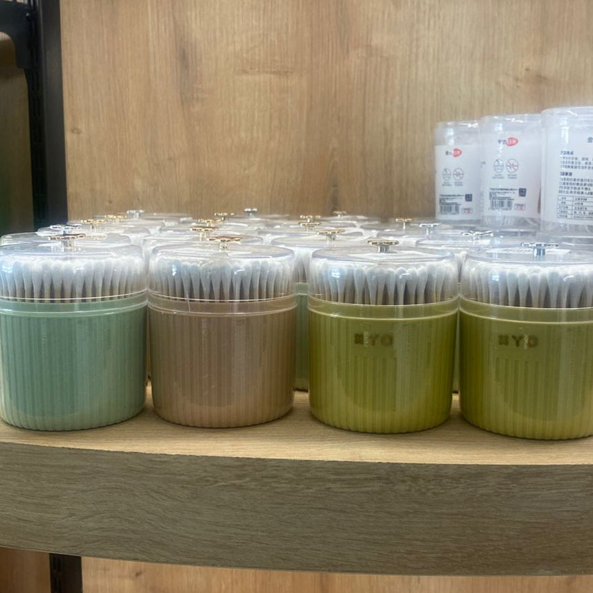 BYD Eco-Friendly Wooden Cotton Swabs with Refillable Storage Jar