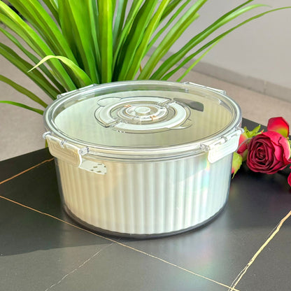 حاوية تخزين طعام دائرية محكمة الغلق مع قرص لعرض التاريخ - مجموعة من 4 قطع