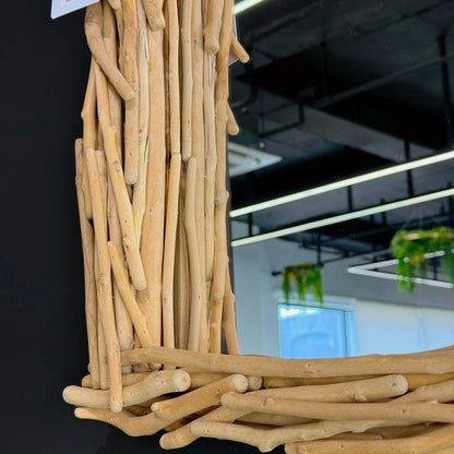 Natural Wood Wall Mounted Mirror