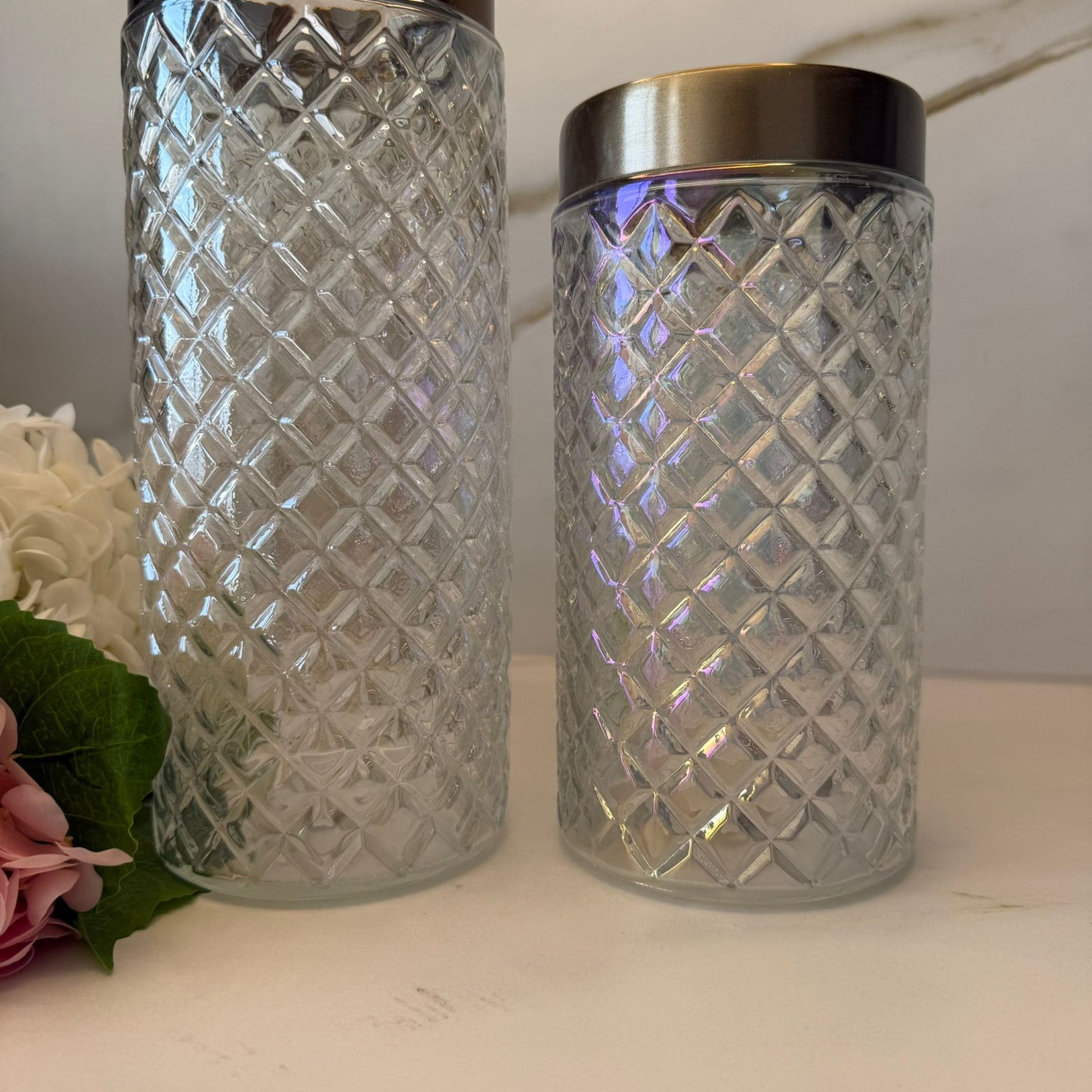 Diamond Pattern Glass Vase