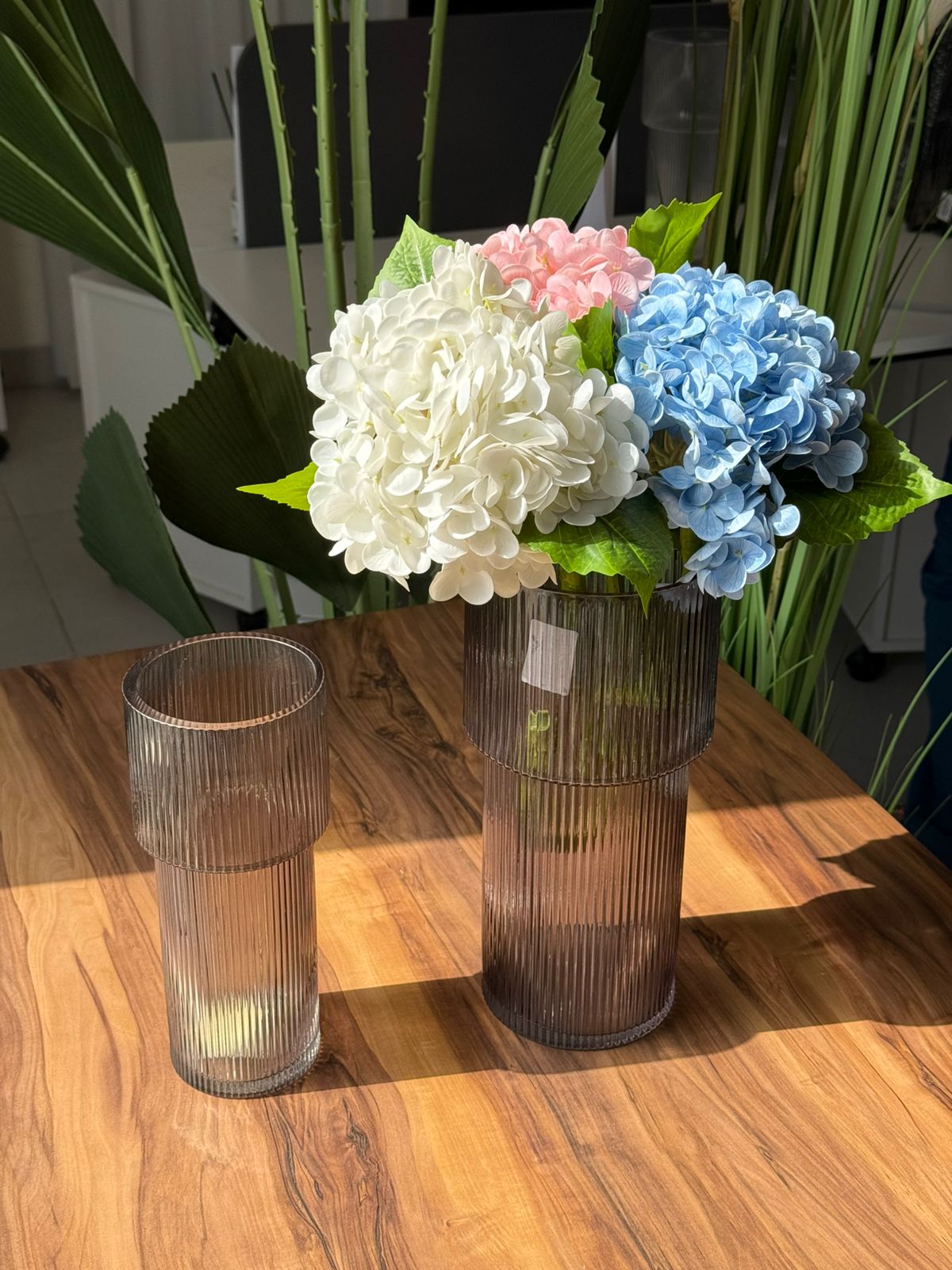 Modern Crest Smoky Grey Glass Vases