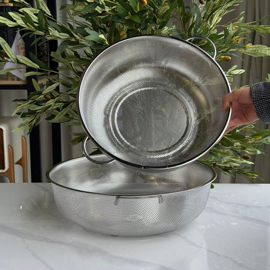 Stainless Steel Deep Colander Strainer with Dual Handles