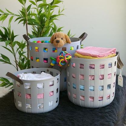 Multi-Purpose Round Storage Baskets With Handles