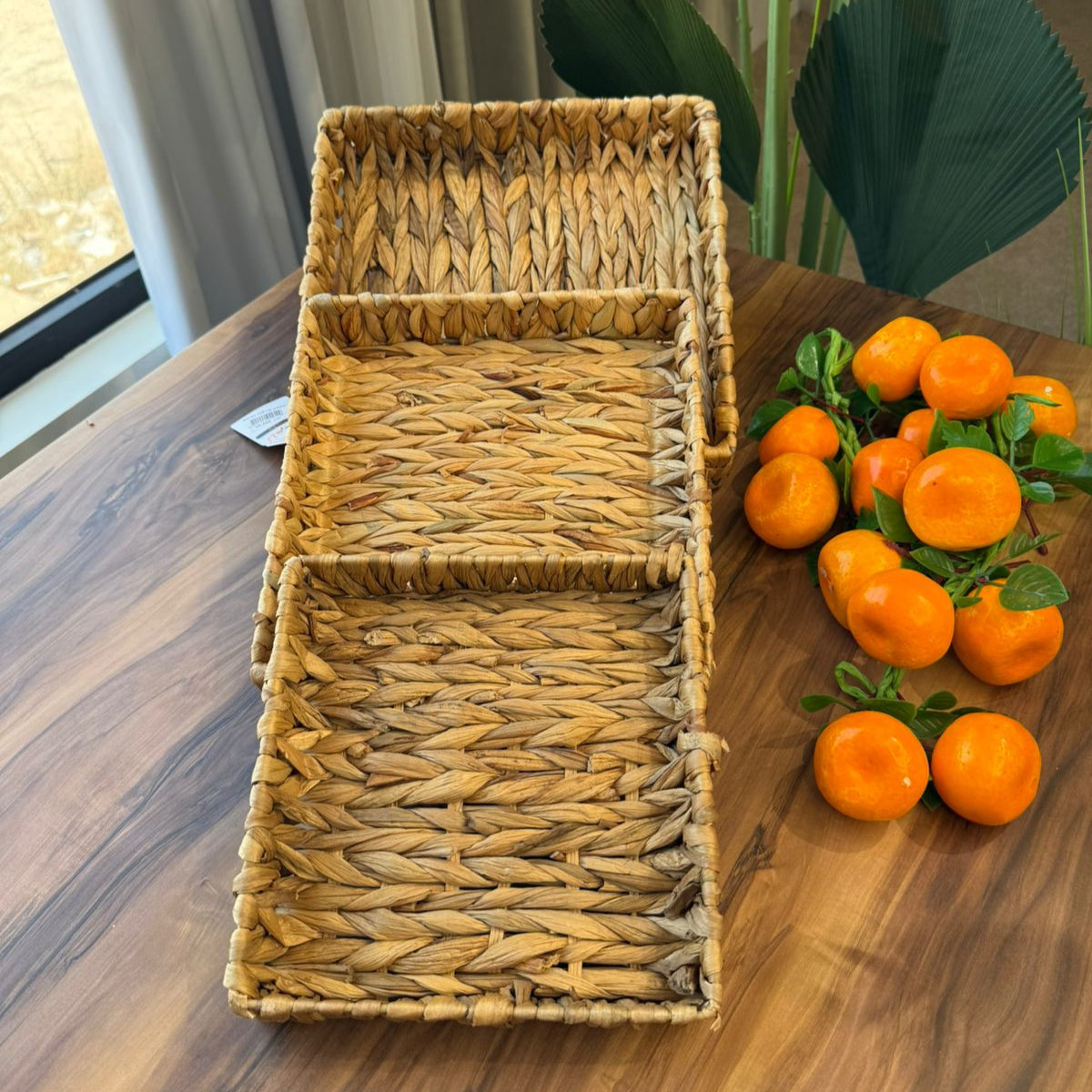 Natural Woven Square Tray & Basket Set