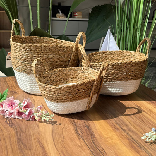 Two-Tone Seagrass Basket Set