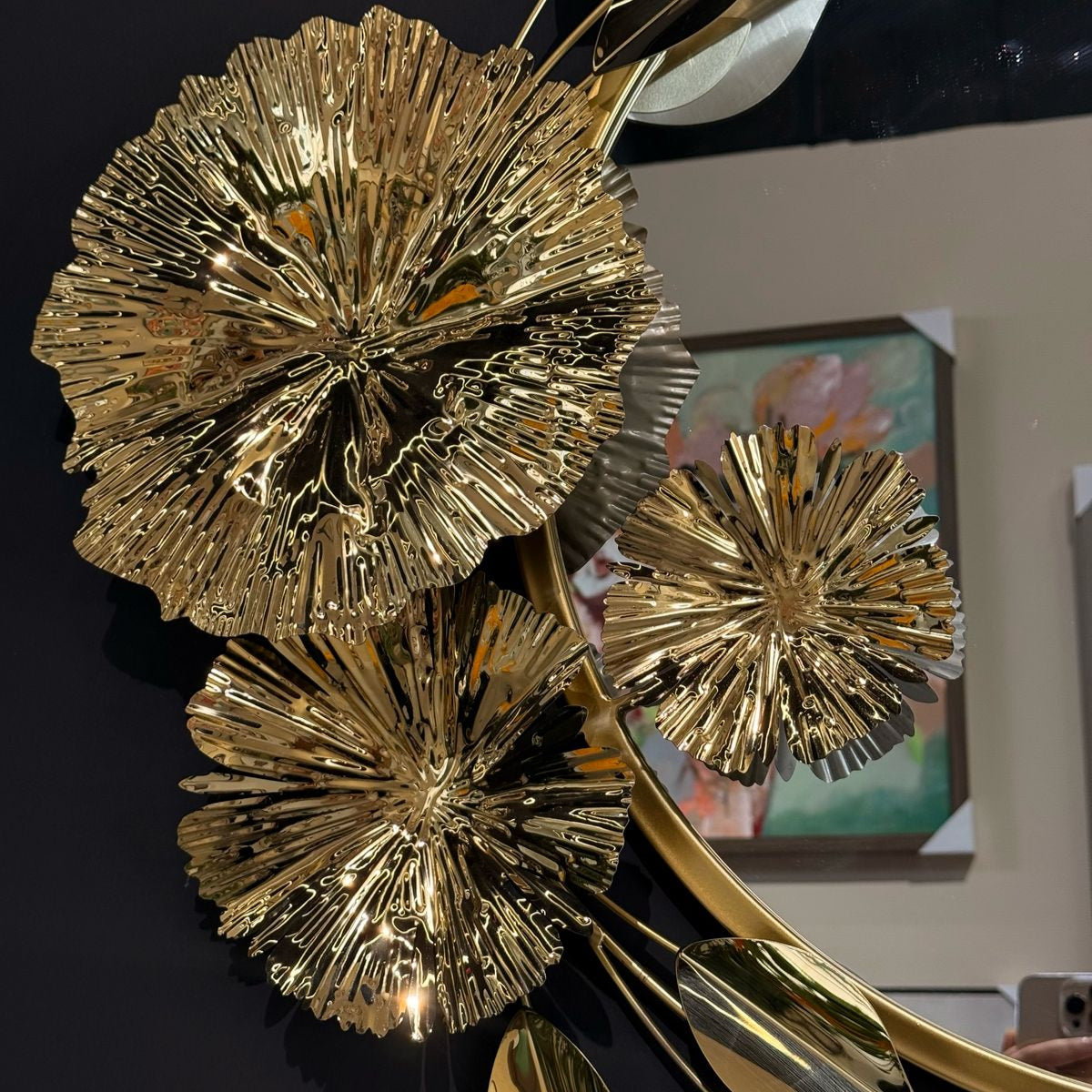 مرآة حائط SMB0086 24 ذات حافة ذهبية وديكور