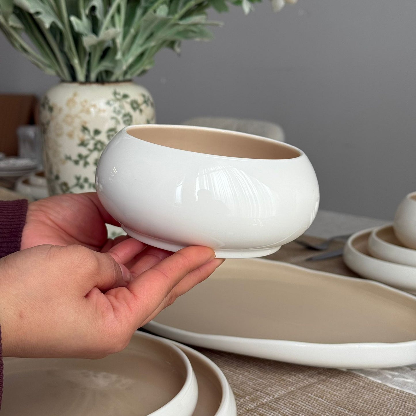 Modern Two-Tone Ceramic Dinnerware Set