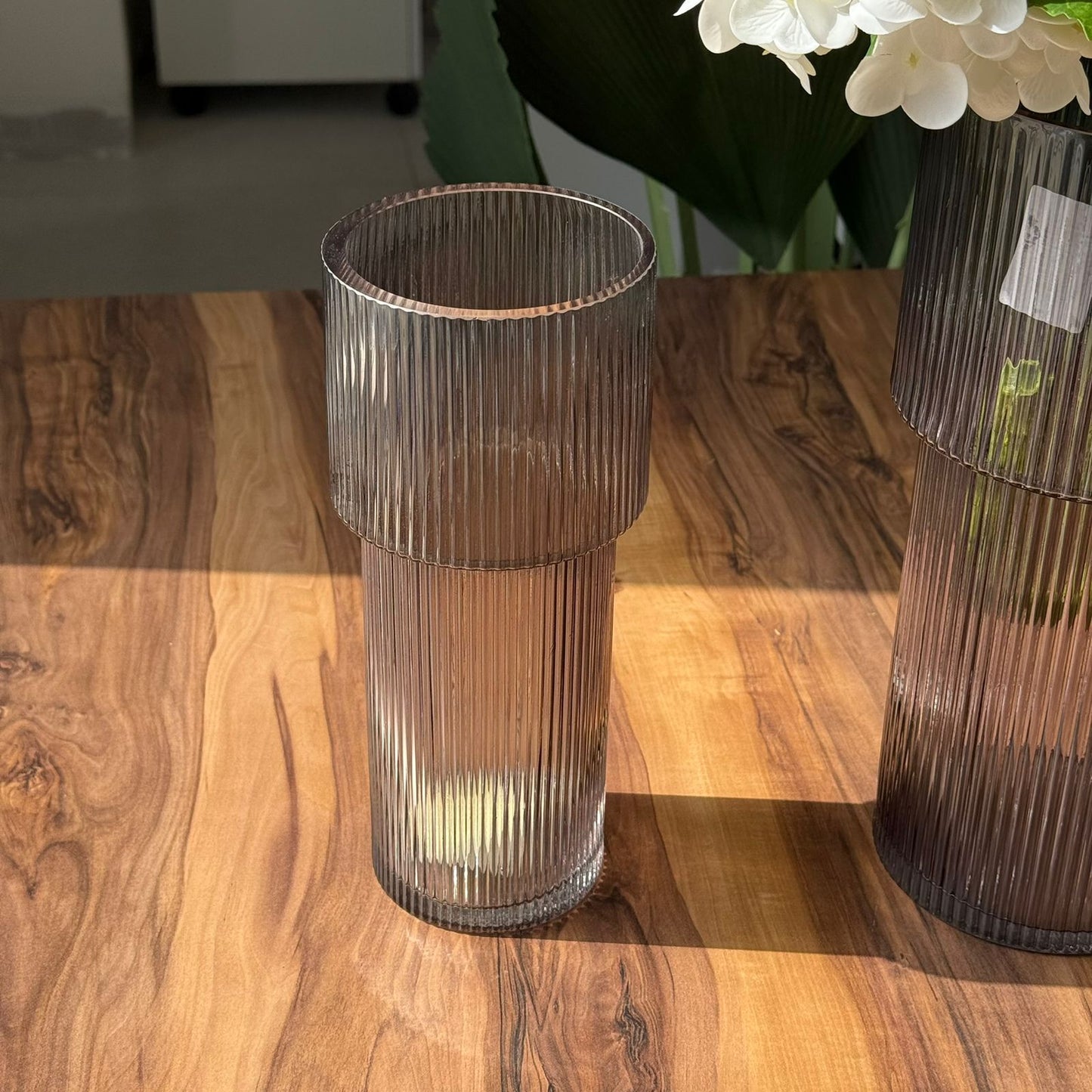 Modern Crest Smoky Grey Glass Vases