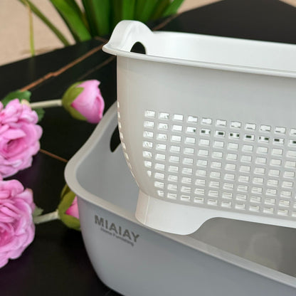 Double-Layer Plastic Drain Basket - Square