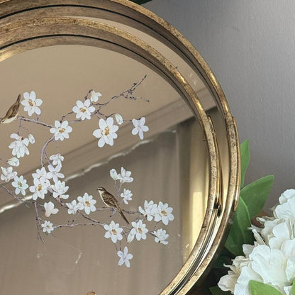 Elegant Floral Mirror Trays