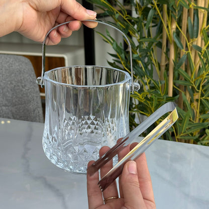 سەتڵی سەهۆڵی شووشەیی  بە دەستە و هەڵگری کانزایی