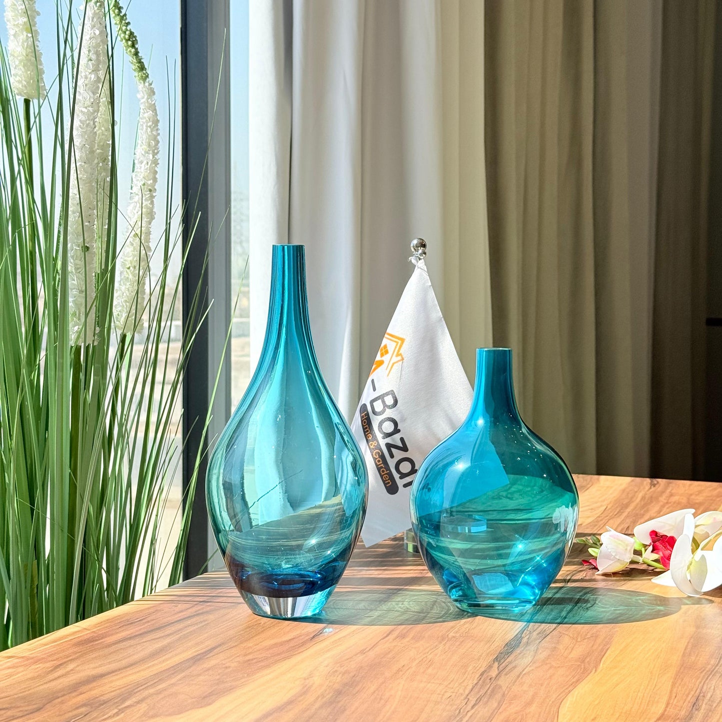 Aqua Glow Glass Vase Collection