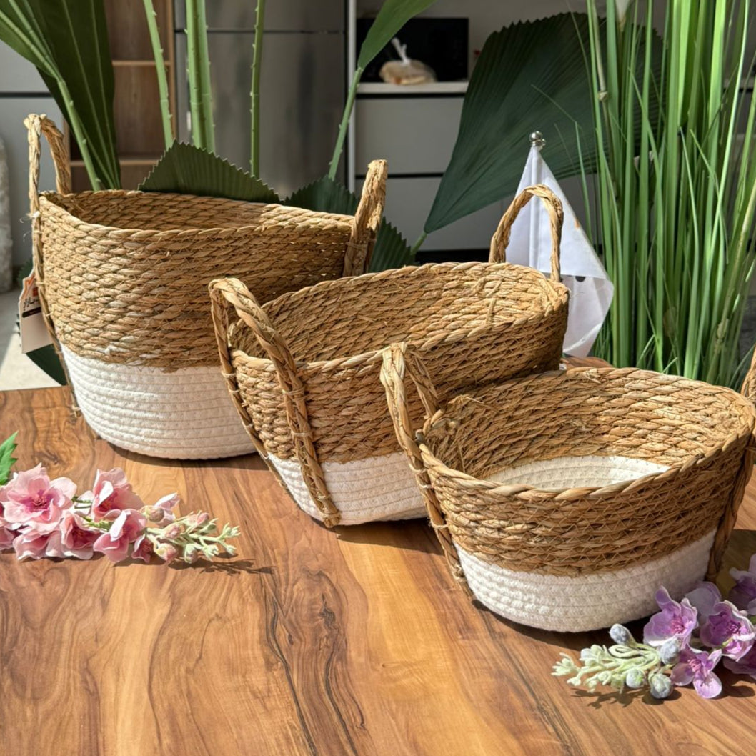 Two-Tone Seagrass Basket Set