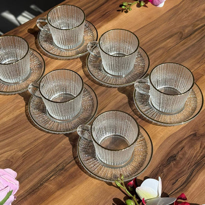 Classic Elegance Golden Rim - Glass Teacup Set