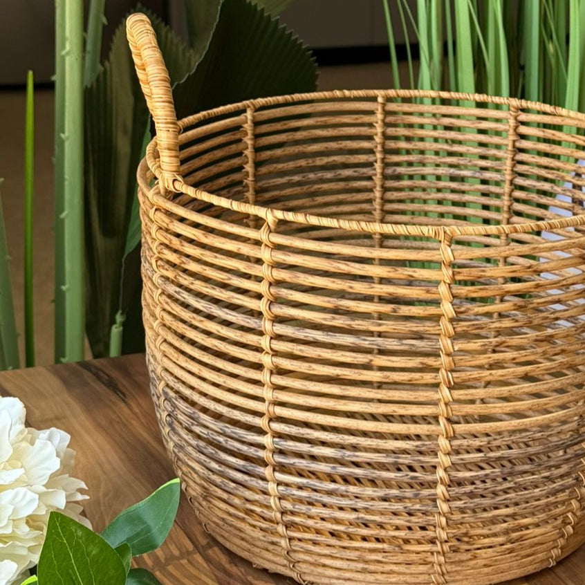 Natural Round Woven Rattan Storage Basket Set