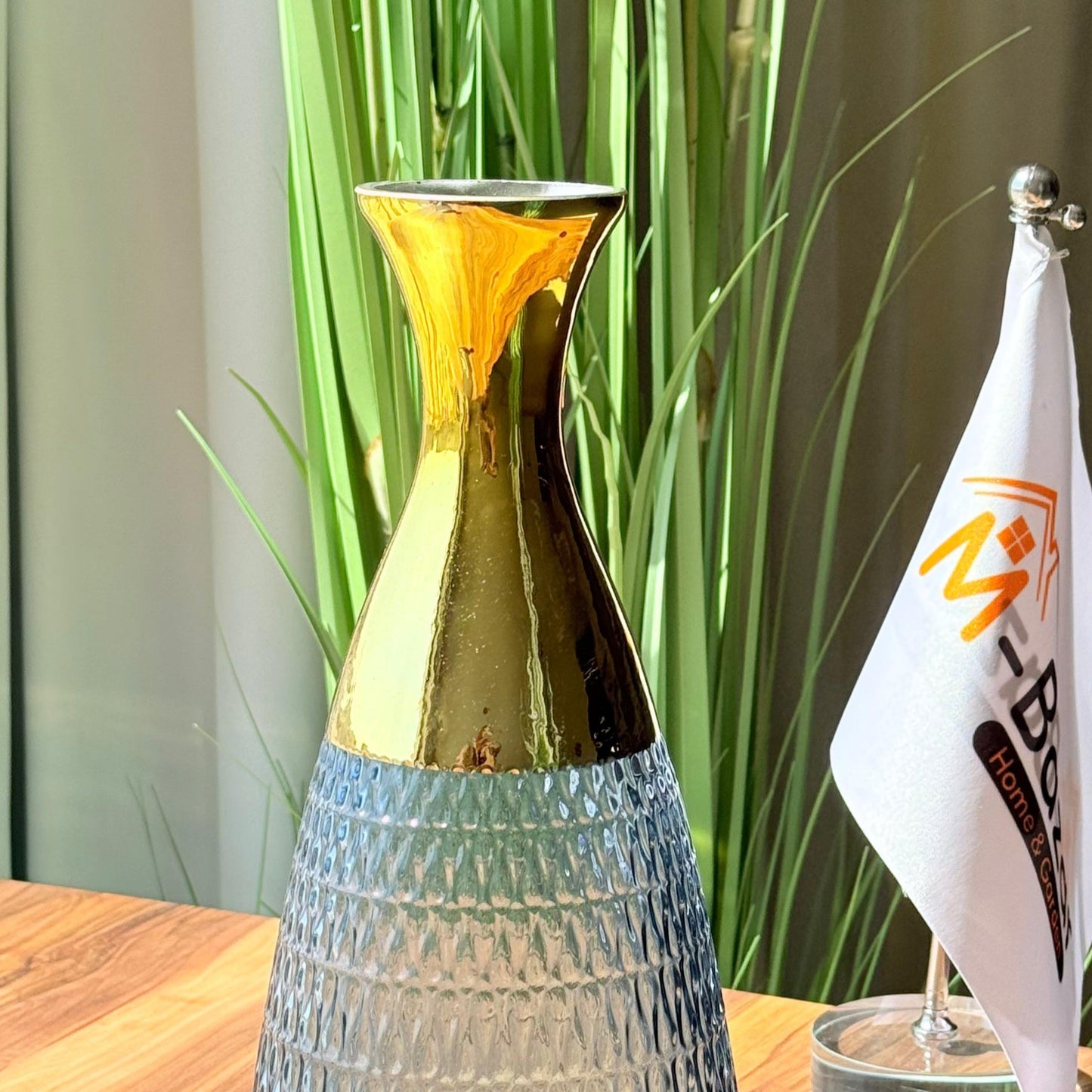 Golden Ember Textured Glass Vase