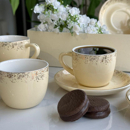 Elegant Stoneware Coffee Cup & Saucer Set