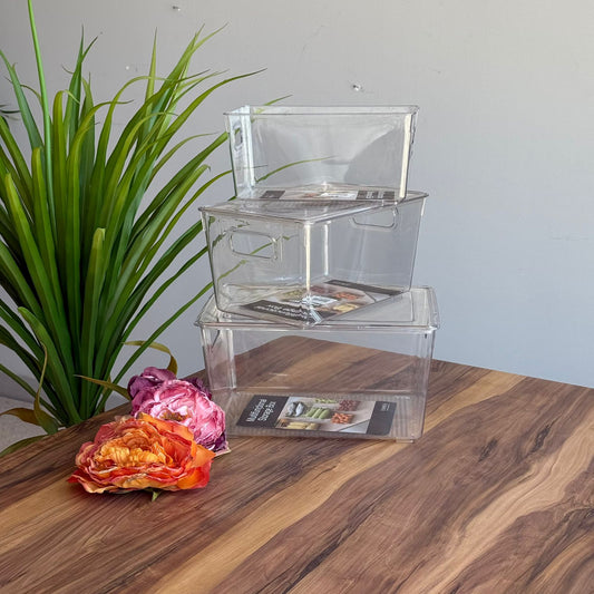 3- Sized Clear Acrylic Storage Boxes