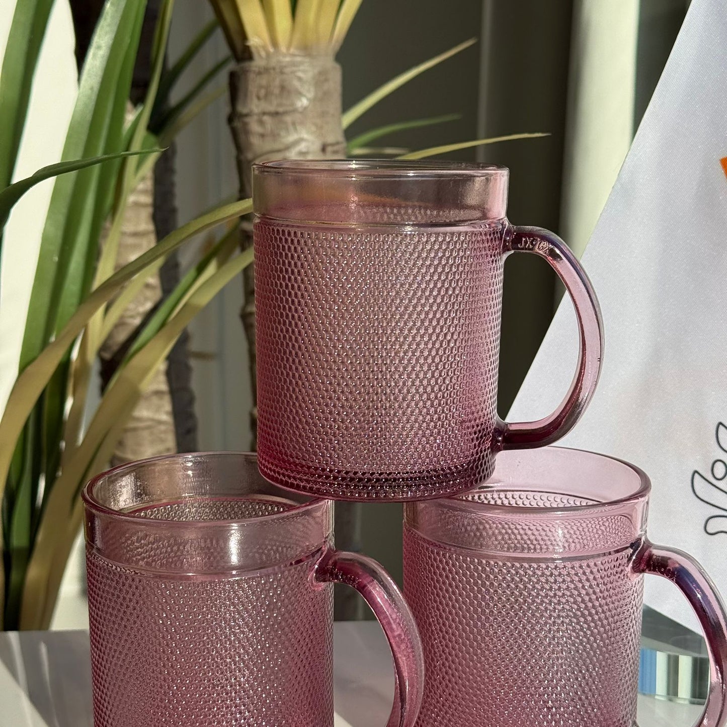 Elegant Glass Tea Cups - Set Of 3
