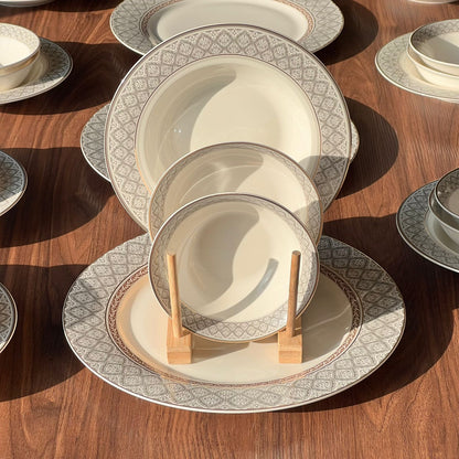39PCS Round Porcelain Dining Tableware Set