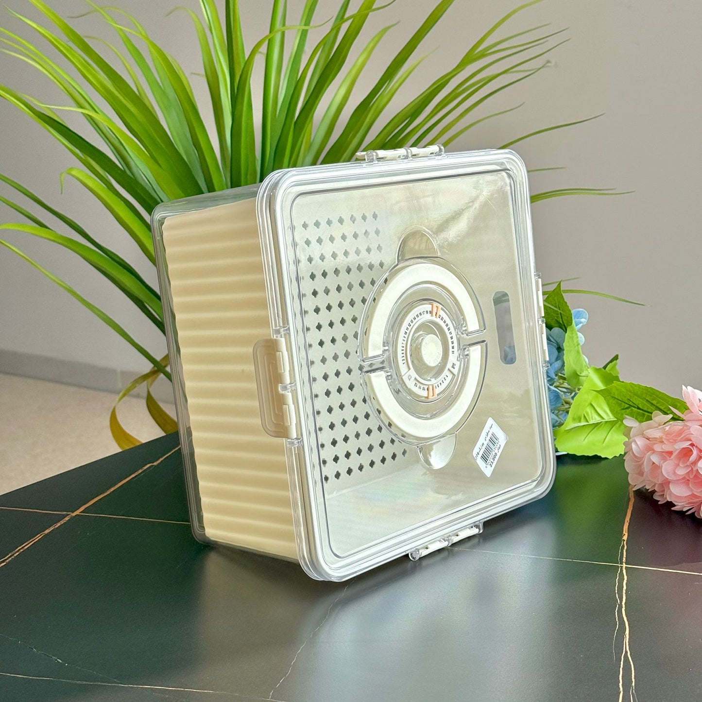 حاوية تخزين طعام محكمة الغلق ومتعددة الأغراض مع قرص لعرض التاريخ - مجموعة مكونة من 4 قطع